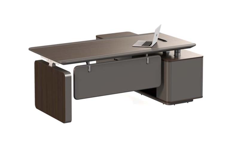 Height-Adjustable L-Shaped Executive Workstation with Side Storage Cabinet
