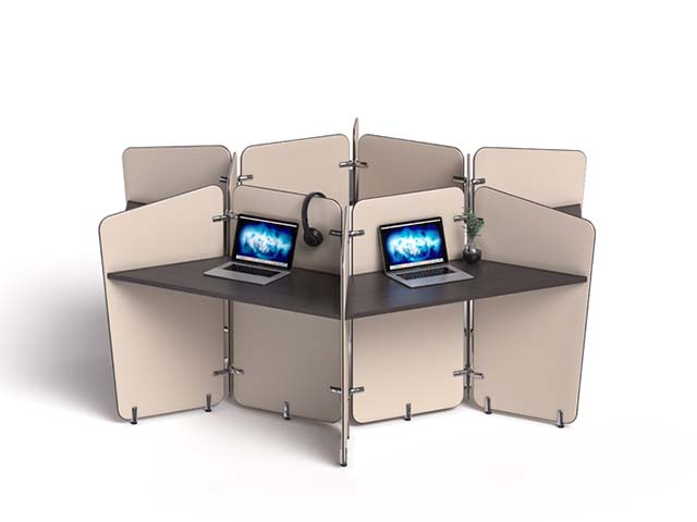 Four-Person Modular Collaborative Workstation with Privacy Panels