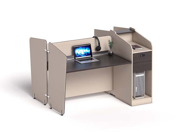 Single Modular Office Workstation with Privacy Panels and Side Storage Pedestal