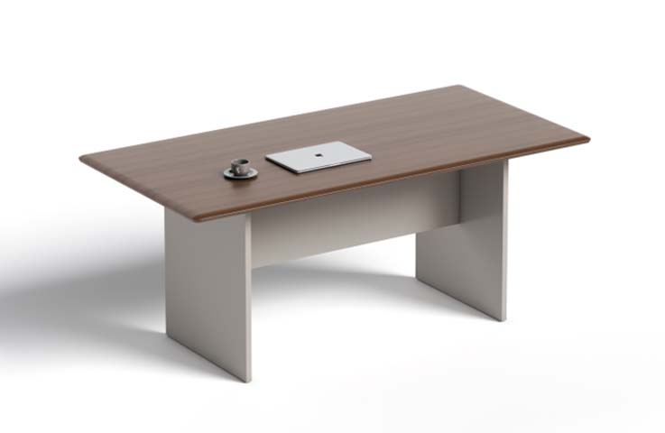 Walnut-Look Rectangular Office Conference Table with Panel Legs