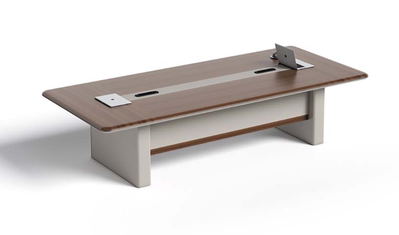 Rectangular Wood Veneer Conference Table with Cable Management