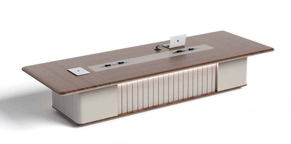 Rectangular Executive Conference Table with Integrated Power and Lighting