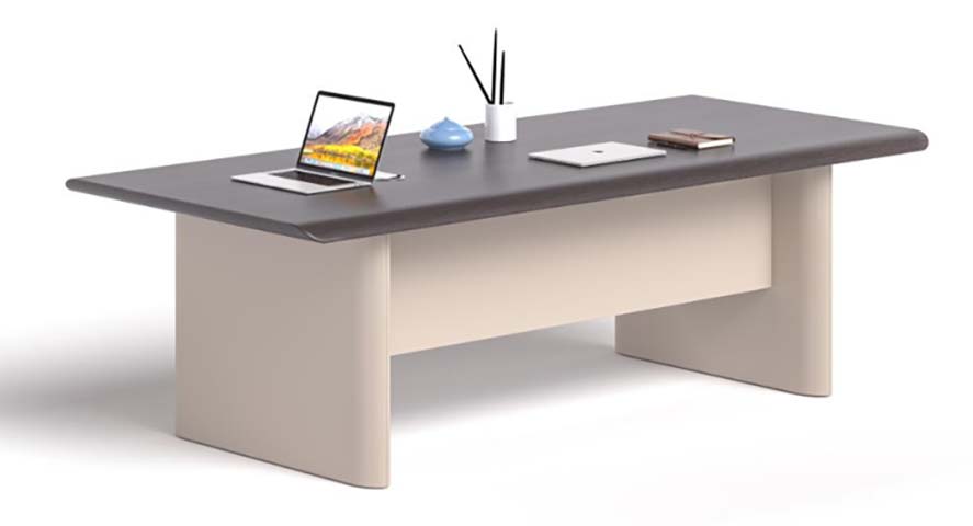 Two-Tone Executive Office Desk with Rounded Top and Panel Supports