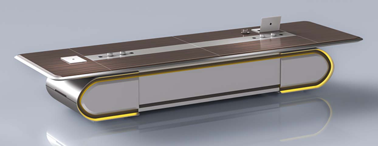 High-Tech Boardroom Conference Table with Integrated Power Modules