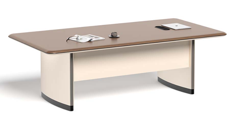 Rectangular Executive Office Desk with Rounded Ends and Cable Port