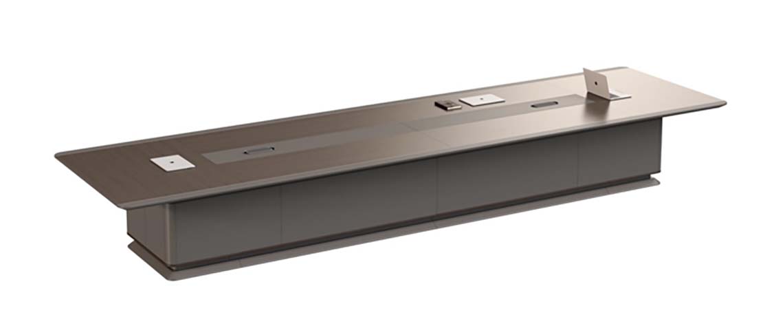 Rectangular Conference Table with Central Cable Management and Integrated Modesty Panels