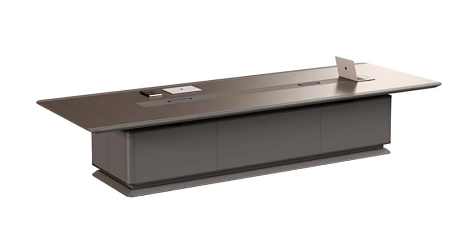 Large Rectangular Conference Table with Central Cable Management and Box Bases