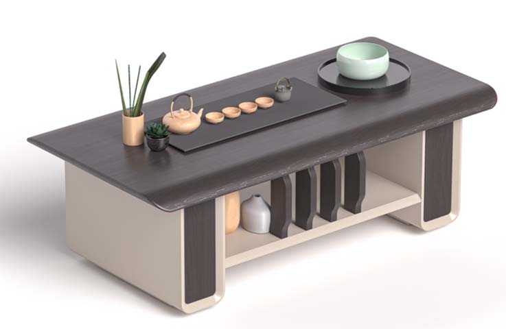 Rectangular Tea Coffee Table with Open Display Shelf