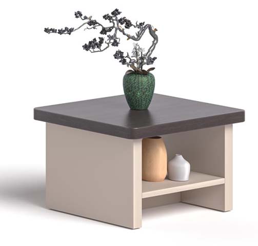 Square Storage Side Table with Open Shelf and Rounded Corners