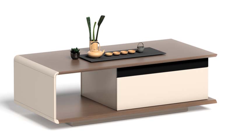 Modern Two-Tone Storage Coffee Table with Open Shelf