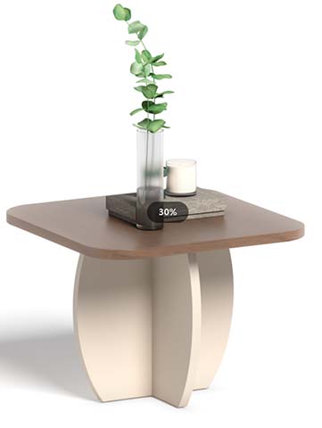 Petal Base Square Side Table with Walnut Top