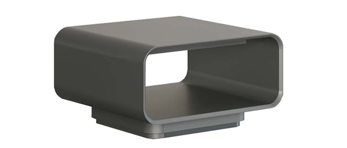 Matte Dark Gray Rounded Rectangular Coffee Table with Open Storage Shelf