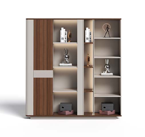 Modern Freestanding Display Cabinet with Integrated LED Lighting