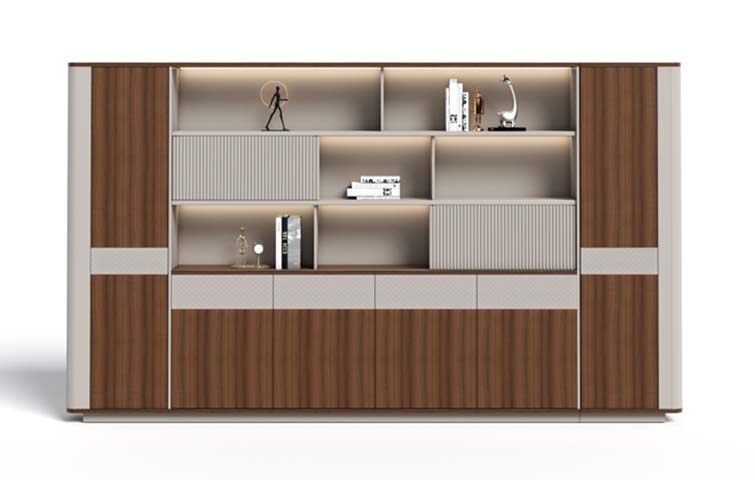 Modern Executive Office File Cabinet with Integrated Display Shelving