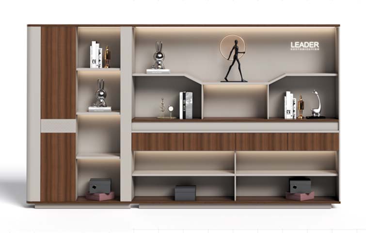 Modern Dual-Tone Executive Back Cabinet with Integrated LED Lighting