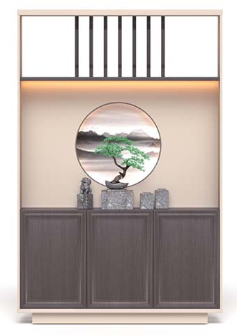 Modern Chinese Style Entryway Display Cabinet with Integrated LED Lighting