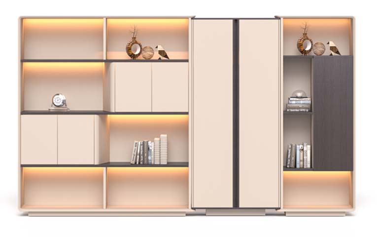 Modular Illuminated Office Storage and Display Cabinet