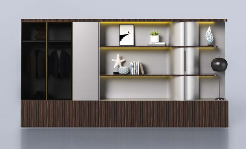 Contemporary Combined Wardrobe and Open Display Wall Unit