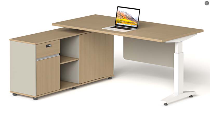 Height-Adjustable L-Shaped Executive Workstation with Storage Credenza