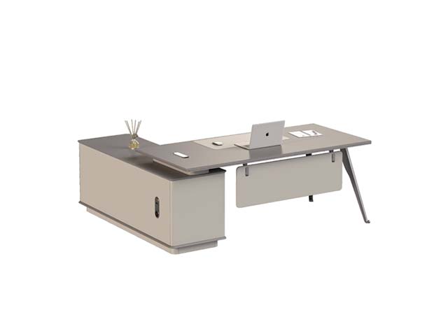 L-Shaped Executive Desk with Integrated Storage Pedestal