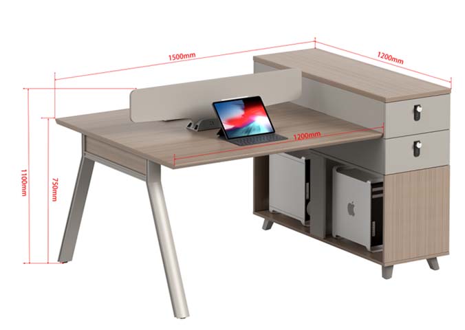 Compact Workstation Desk with Side Storage Pedestal and Privacy Screen
