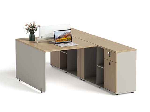 L-Shaped Executive Workstation with Integrated Storage Cabinet