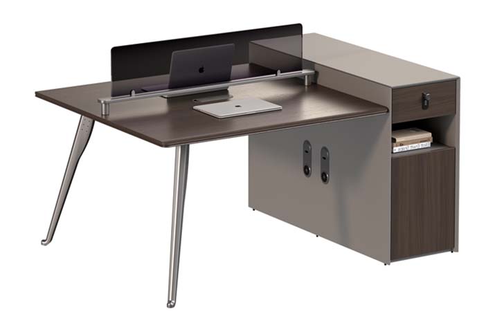 L-Shaped Executive Workstation with Right Storage Pedestal and Desk Screen