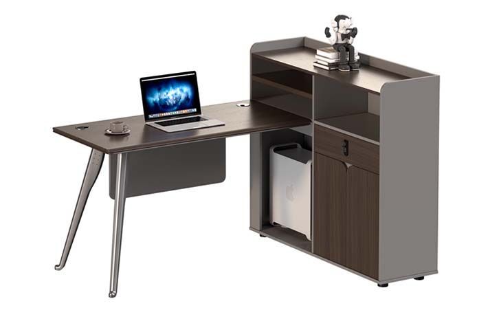 L-Shaped Workstation Desk with Integrated Storage Hutch and Cabinet