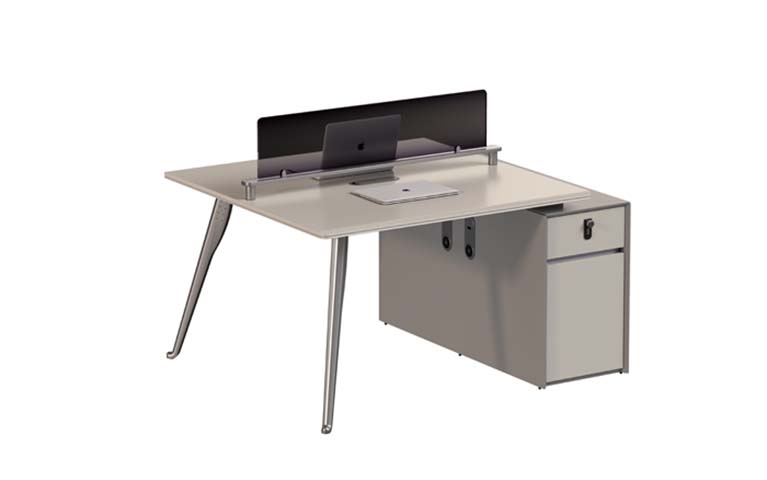 Single Workstation Desk with Privacy Screen and Fixed Storage Pedestal