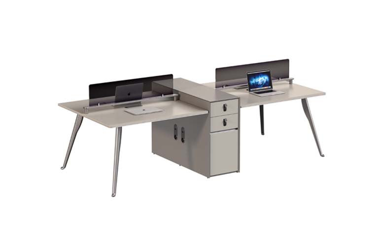 Two-Person Back-to-Back Office Workstation with Central Pedestal and Dividers