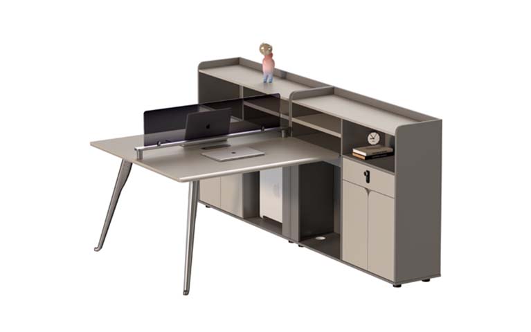 Panel-Based Workstation Desk with Integrated Side Storage Hutch
