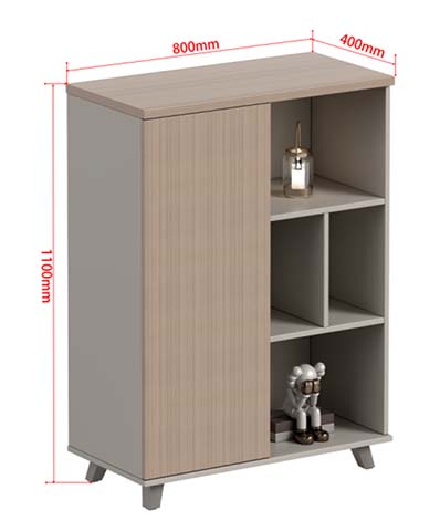 Fluted-Door Storage Cabinet with Open Cubbies
