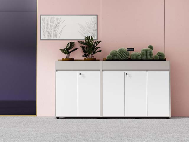 Low Five-Door Lockable Office Storage Cabinet with Planter Shelf