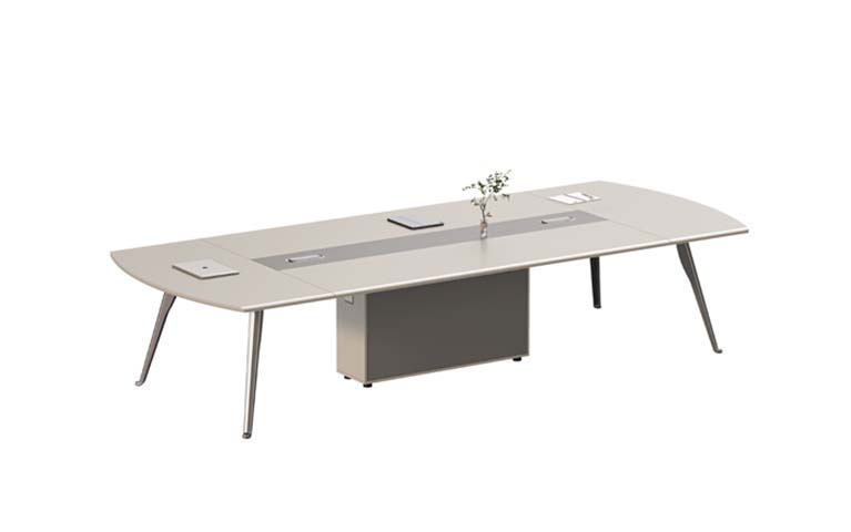 Large Boat-Shaped Conference Table with Central Cable Management