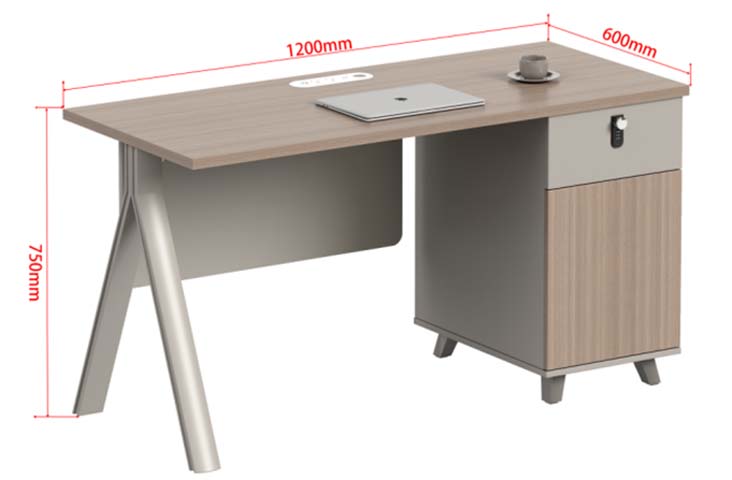 1200 mm Single Pedestal Office Desk with Cable Port