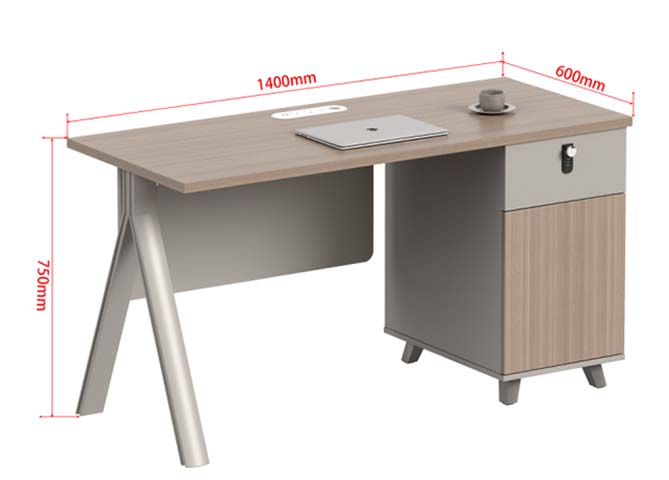 Single-Pedestal Office Desk with Integrated Cable Port