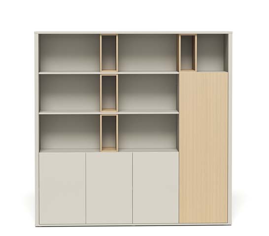 Mixed Open and Door Storage Cabinet with Display Shelving