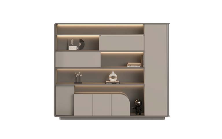 Contemporary Modular Display Storage Cabinet with Integrated LED Shelves