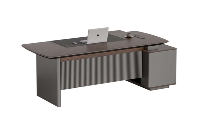 Large L-Shaped Executive Desk with Right Side Storage Cabinet