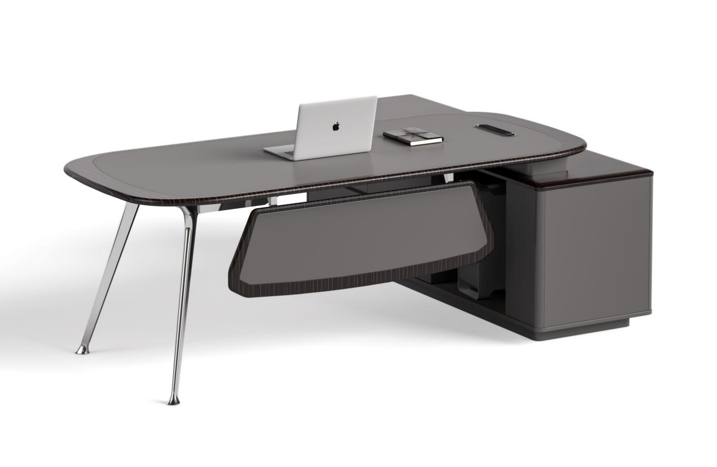 Curved L-Shaped Executive Desk with Right Storage Pedestal