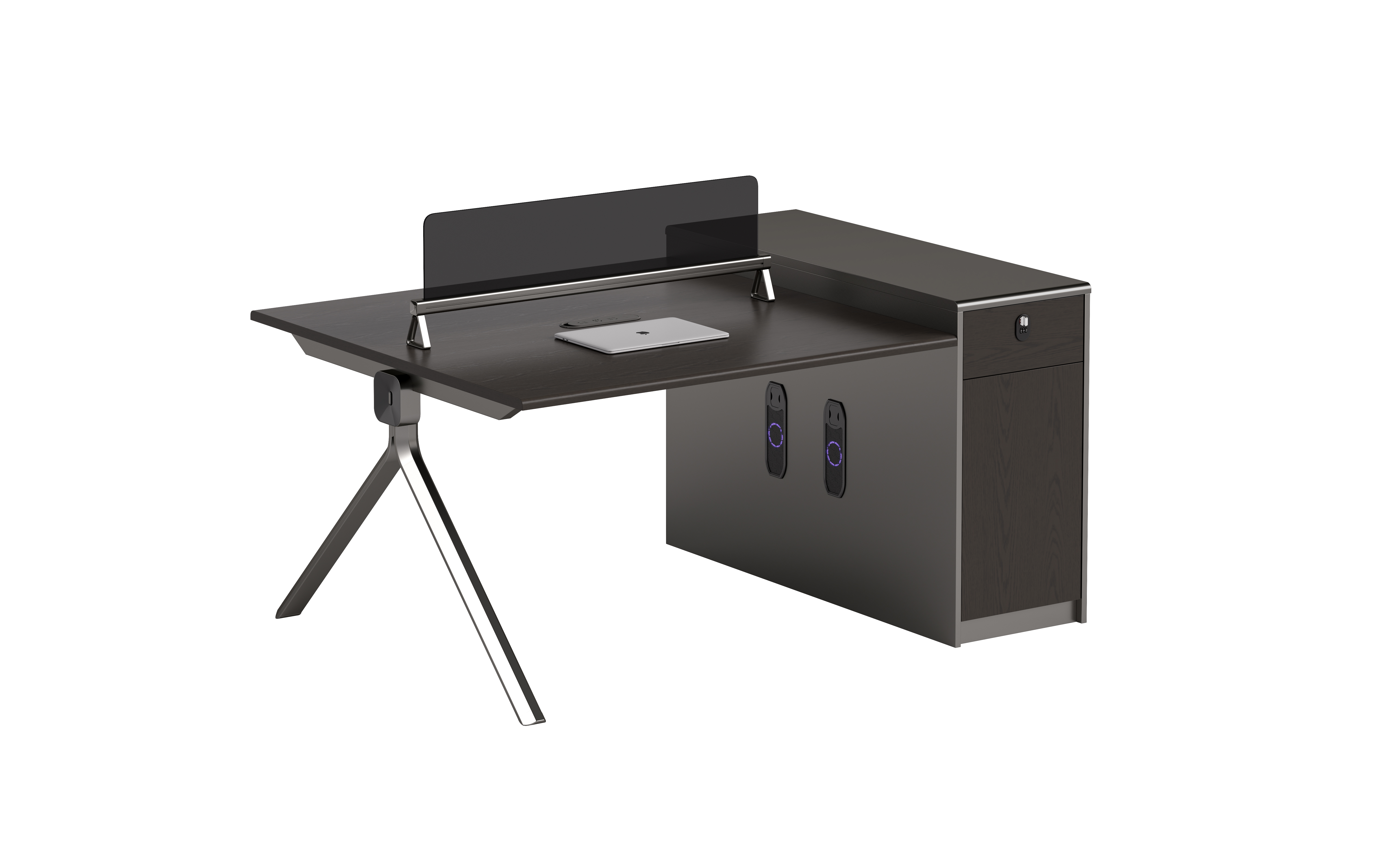 L-Shaped Executive Workstation with Storage Pedestal and Privacy Screen