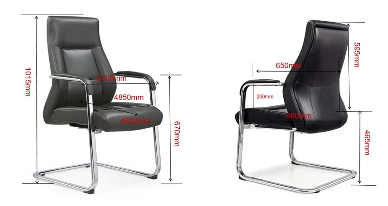 High-Back Leather Visitor Conference Chair with Chrome Sled Base
