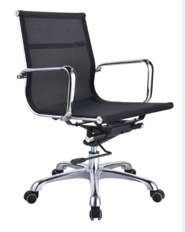 Black Mesh Mid-back Swivel Office Task Chair with Chrome Frame