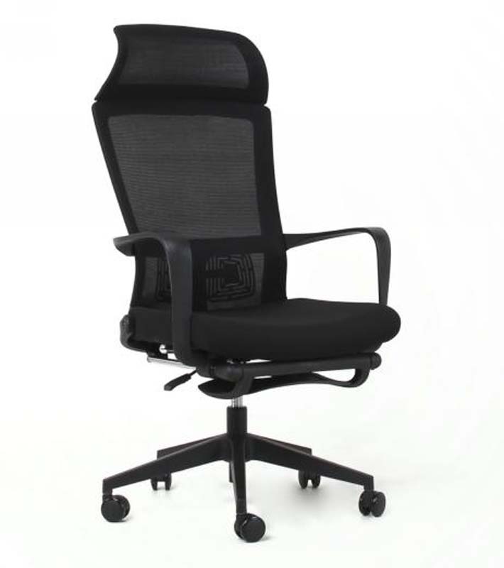 Black High-Back Mesh Swivel Task Chair with Headrest and Fixed Arms