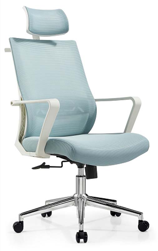 Light Blue Mesh High-Back Ergonomic Office Chair with Headrest