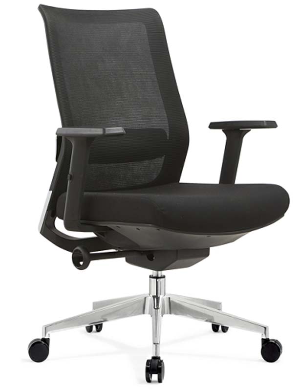 Black Mesh Ergonomic Task Chair with Fixed Armrests and Chrome Five-Star Base