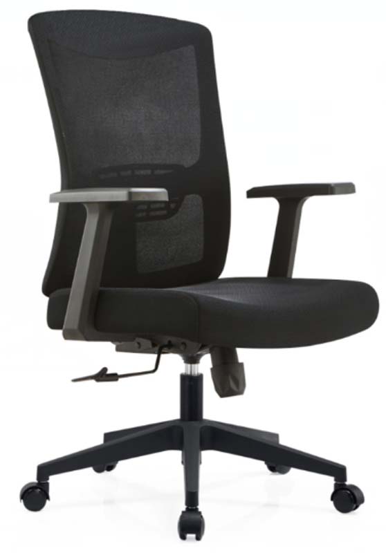 Black Mesh Mid-Back Swivel Task Chair with Fixed Armrests