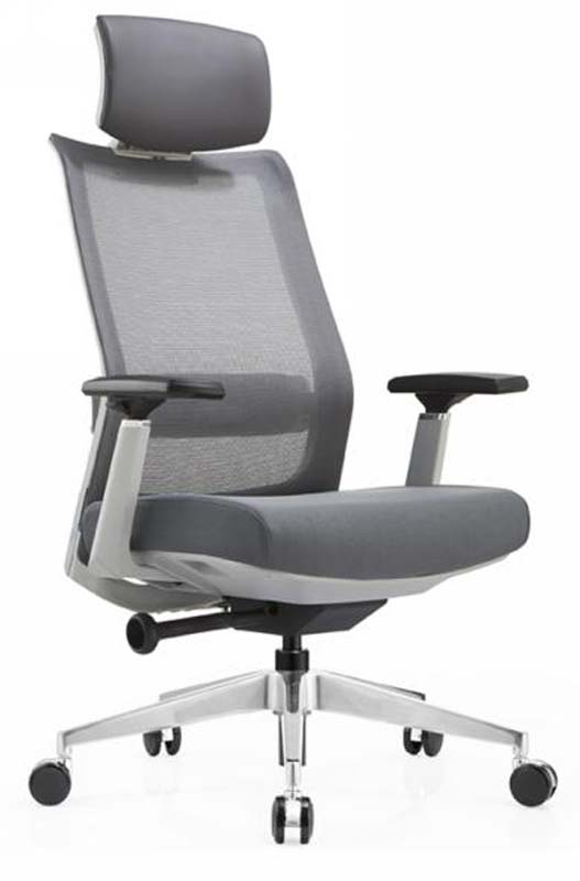 Gray Mesh Ergonomic Executive Office Chair with Headrest