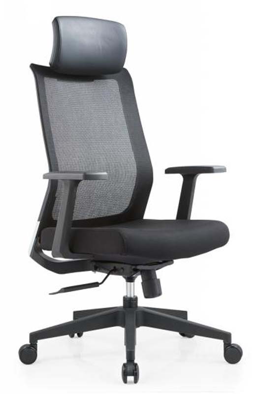 High-Back Mesh Ergonomic Office Chair with Headrest and Fixed Armrests