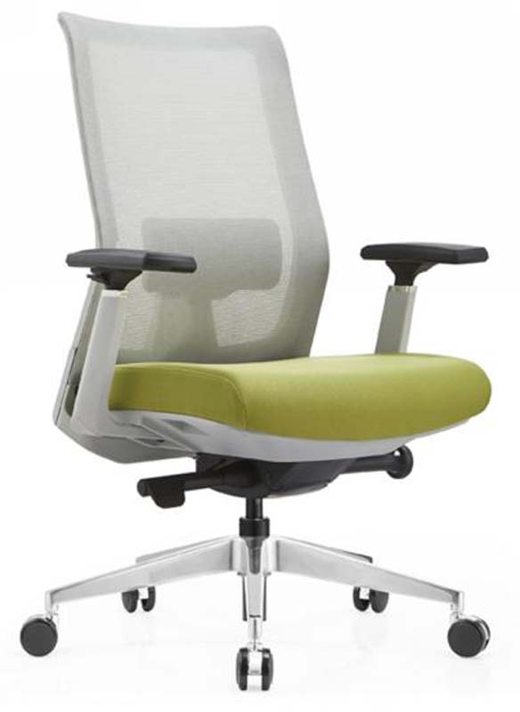 Mid-Back Mesh Swivel Office Task Chair with Green Fabric Seat
